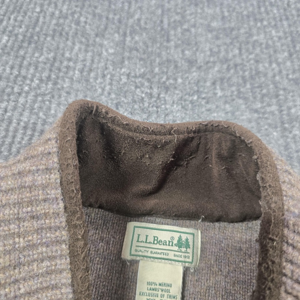 L.L. Bean Vest Mens 2XL‎ Brown Merino Wool Knit Full Zip Lined Pockets Winter - Picture 4 of 7